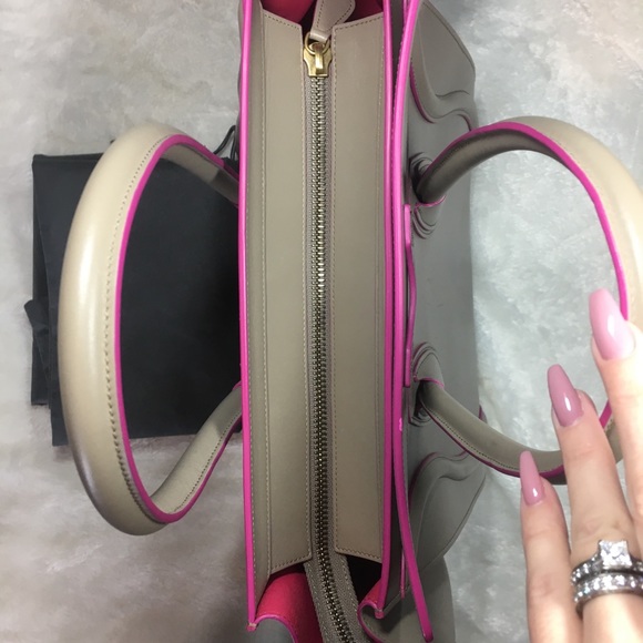 CELINE BEIGE & PINK MINI LUGGAGE TOTE BAG - Picture 7 of 8